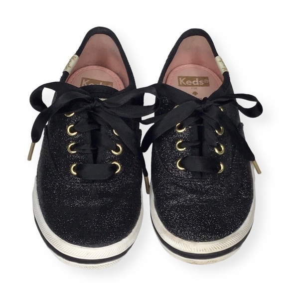 KEDS X KATE SPADE Champion Glitter Sneaker in Black. - Picture 1 of 9